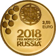Portugal 2,50 Euro FIFA World Cup Russia 2018 INCM Proof CAMPEONATO DO MUNDO DA FIFA TM PORTUGAL 2018 coin obverse Portugal 2,50 Euro FIFA World Cup Russia 2018 INCM Proof CAMPEONATO DO MUNDO DA FIFA TM PORTUGAL 2018 coin obverse