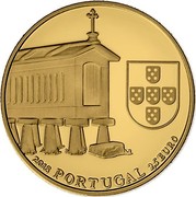 Portugal 2,50 Euro Granary Houses from Northwest of Portugal 2018 INCM Proof 2018 PORTUGAL 2,5 EURO coin obverse Portugal 2,50 Euro Granary Houses from Northwest of Portugal 2018 INCM Proof 2018 PORTUGAL 2,5 EURO coin obverse