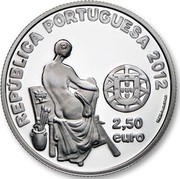 Portugal 2,50 Euro Jose Malhoa 2012 Proof KM# 815a REPÚBLICA PORTUGUESA 2012 2,50 EURO INCM P. LOURENÇO coin obverse