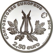 Portugal 2,50 Euro Marcos Portugal 2014 INCM Proof COMPOSITORES EUROPEUS 2014 2,50 EURO PAULA LOURENCO INCM coin reverse Portugal 2,50 Euro Marcos Portugal 2014 INCM Proof COMPOSITORES EUROPEUS 2014 2,50 EURO PAULA LOURENCO INCM coin reverse