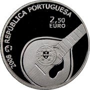 Portugal 2,50 Euro UNESCO Cultural Heritage - Fado 2008 Proof KM# 783a 2008 2,50 EURO REPÚBLICA PORTUGUESA coin obverse