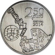 Portugal 2,50 Euro University of Coimbra 2014 KM# 846 2014 2.50 EURO PORTUGAL coin obverse Portugal 2,50 Euro University of Coimbra 2014 KM# 846 2014 2.50 EURO PORTUGAL coin obverse