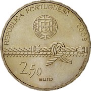 Portugal 2,50 Euro World Heritage - Belem Tower 2009 KM# 793 REPÚBLICA PORTUGUESA 2009 2,50 EURO INCM JJBRITO coin obverse Portugal 2,50 Euro World Heritage - Belem Tower 2009 KM# 793 REPÚBLICA PORTUGUESA 2009 2,50 EURO INCM JJBRITO coin obverse