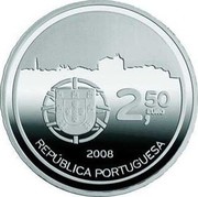 Portugal 2,50 Euro World Heritage - Porto 2008 Proof KM# 824a 2,50 EURO 2008 REPÚBLICA PORTUGUESA coin obverse