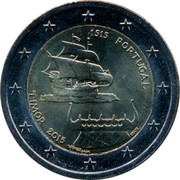 Portugal 2 Euro (500th Anniversary of the First contact between Portugal and Timor.) 1515 PORTUGAL TIMOR 2015 coin obverse Portugal 2 Euro (500th Anniversary of the First contact between Portugal and Timor.) 1515 PORTUGAL TIMOR 2015 coin obverse