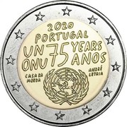 Portugal 2 Euro (75th Anniversary of United Nations) 2020 PORTUGAL UN 75 YEARS ONU ANOS CASA DE ANDRÉ MOEDA LETRIA coin obverse Portugal 2 Euro (75th Anniversary of United Nations) 2020 PORTUGAL UN 75 YEARS ONU ANOS CASA DE ANDRÉ MOEDA LETRIA coin obverse