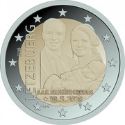 Luxembourg 2 Euro Birth of Prince Charles 2020 ND H LUXEMBOURG S.A.R. DE PRËNZ CHARLES 10.05.2020 coin obverse Luxembourg 2 Euro Birth of Prince Charles 2020 ND H LUXEMBOURG S.A.R. DE PRËNZ CHARLES 10.05.2020 coin obverse