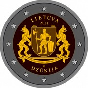 Lithuania 2 Euro (Lithuanian Ethnographic Regions - Dainava) LIETUVA 2021 EX GENTE BELLICOSISSIMA POPULUS LABORIOSUS LMK DZŪKIJA coin obverse Lithuania 2 Euro (Lithuanian Ethnographic Regions - Dainava) LIETUVA 2021 EX GENTE BELLICOSISSIMA POPULUS LABORIOSUS LMK DZŪKIJA coin obverse