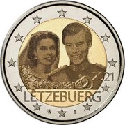 Luxembourg 2 Euro (Wedding of Grand Duke Henri and Maria Teresa) 2021 14. FEBRUAR 1981 LËTZEBUERG coin obverse Luxembourg 2 Euro (Wedding of Grand Duke Henri and Maria Teresa) 2021 14. FEBRUAR 1981 LËTZEBUERG coin obverse