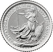 UK 20 Pence Britannia Holding a Trident 2020  BU BRITANNIA 2020 1/10 OZ 999 FINE SILVER NATHAN coin reverse UK 20 Pence Britannia Holding a Trident 2020  BU BRITANNIA 2020 1/10 OZ 999 FINE SILVER NATHAN coin reverse