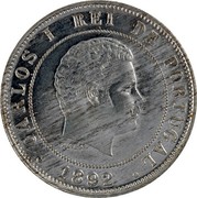 Portugal 20 Reis Carlos I Pattern 1892  CARLOS I REI DE PORTUGAL ALVES 1892 coin obverse Portugal 20 Reis Carlos I Pattern 1892  CARLOS I REI DE PORTUGAL ALVES 1892 coin obverse