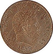 Portugal 20 Reis Carlos I Pattern 1899  CARLOS I REI DE PORTUGAL ALVES 1892 coin obverse