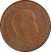 Portugal 20 Reis Carlos I 1903  CARLOS I REI DE PORTUGAL V.ALVES 1903 coin obverse Portugal 20 Reis Carlos I 1903  CARLOS I REI DE PORTUGAL V.ALVES 1903 coin obverse