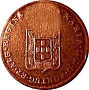 Portugal 20 Reis Countermarked issue over 20 Reis Maria II Mozambique ND (1871)  MARIA II D G PORTUG ET ALG REGINA coin reverse Portugal 20 Reis Countermarked issue over 20 Reis Maria II Mozambique ND (1871)  MARIA II D G PORTUG ET ALG REGINA coin reverse