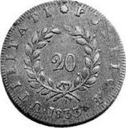 Portugal 20 Reis Maria II in Exile 1833 KM# Pn7 20 ILHA TERCEIRA UTULITATI PUBLICÆ coin reverse Portugal 20 Reis Maria II in Exile 1833 KM# Pn7 20 ILHA TERCEIRA UTULITATI PUBLICÆ coin reverse