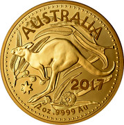 Australia 200 Dollars Australian Kangaroo 2017 P Proof 2017 2 OZ .9999AU AUSTRALIA coin reverse