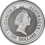 Australia 200 Dollars Australian Koala 1997 In Sets only KM# 196 200 DOLLARS AUSTRALIA ELIZABETH II coin obverse Australia 200 Dollars Australian Koala 1997 In Sets only KM# 196 200 DOLLARS AUSTRALIA ELIZABETH II coin obverse