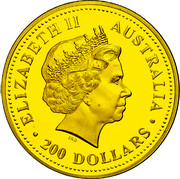 Australia 200 Dollars Two Australian Kangaroos 1999 In Sets only 200 DOLLARS AUSTRALIA ELIZABETH II coin obverse Australia 200 Dollars Two Australian Kangaroos 1999 In Sets only 200 DOLLARS AUSTRALIA ELIZABETH II coin obverse