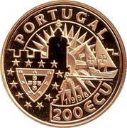 Portugal 200 ECU Albuquerque 1998 X# 63 PORTUGAL 200 ECU 1998 coin obverse
