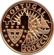 Portugal 200 ECU Cabral 1996 X# 54 PORTUGAL 200 ECU 1996 coin obverse