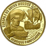 Portugal 200 ECU Prince Henry the Navigator 1991 X# 23 EUROPA E OS NOVOS MUNDOS HENRIQUE-O NAVEGADOR coin reverse