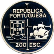 Portugal 200 Esc 450th Anniversary Discovery of California 1992 KM# 661a REPÚBLICA PORTUGUESA 200 ESC coin obverse Portugal 200 Esc 450th Anniversary Discovery of California 1992 KM# 661a REPÚBLICA PORTUGUESA 200 ESC coin obverse