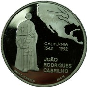 Portugal 200 Esc 450th Anniversary Discovery of California 1992 Proof KM# 661c CALIFÓRNIA 1542 1992 JOÃO RODRIGUES CABRILHO ISABEL C.-F.BRANCO INCM coin reverse