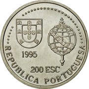 Portugal 200 Esc 470th Anniversary Discovery of Australia 1995 KM# 684 M R O E 1995 200 ESC REPUBLICA PORTUGUESA coin obverse Portugal 200 Esc 470th Anniversary Discovery of Australia 1995 KM# 684 M R O E 1995 200 ESC REPUBLICA PORTUGUESA coin obverse