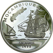 Portugal 200 Esc 500th Anniversary of the Discovery of Mozambique 1998 KM# 711a MOÇAMBIQUE 1 DE MARCO 1498 coin reverse Portugal 200 Esc 500th Anniversary of the Discovery of Mozambique 1998 KM# 711a MOÇAMBIQUE 1 DE MARCO 1498 coin reverse
