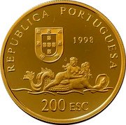 Portugal 200 Esc 500th Anniversary of the Discovery of Mozambique 1998 Proof KM# 711b REPUBLICA PORTUGUESA 1998 200 ESC coin obverse Portugal 200 Esc 500th Anniversary of the Discovery of Mozambique 1998 Proof KM# 711b REPUBLICA PORTUGUESA 1998 200 ESC coin obverse