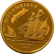Portugal 200 Esc 500th Anniversary of the Discovery of Mozambique 1998 Proof KM# 711b MOÇAMBIQUE 1 DE MARCO 1498 coin reverse Portugal 200 Esc 500th Anniversary of the Discovery of Mozambique 1998 Proof KM# 711b MOÇAMBIQUE 1 DE MARCO 1498 coin reverse
