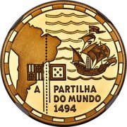 Portugal 200 Esc 500th Anniversary of the Division of the World Treaty 1994 Proof KM# 672b A PARTILHA DO MUNDO 1494 coin reverse Portugal 200 Esc 500th Anniversary of the Division of the World Treaty 1994 Proof KM# 672b A PARTILHA DO MUNDO 1494 coin reverse