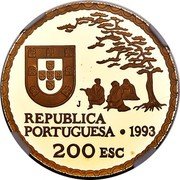Portugal 200 Esc Arte Namban 1993 Proof KM# 668b REPUBLICA PORTUGUESA 1993 200 ESC coin obverse Portugal 200 Esc Arte Namban 1993 Proof KM# 668b REPUBLICA PORTUGUESA 1993 200 ESC coin obverse