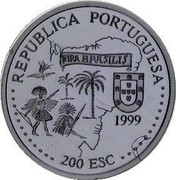 Portugal 200 Esc Brazil Exploration 1999 KM# 718a REPUBLICA PORTUGUESA TERRA BRASILIS 1999 200 ESC coin obverse Portugal 200 Esc Brazil Exploration 1999 KM# 718a REPUBLICA PORTUGUESA TERRA BRASILIS 1999 200 ESC coin obverse