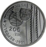 Portugal 200 Esc Death on the Sea 1999 INCM KM# 716a REPUBLICA PORTUGUESA 200 ESC 1999 coin obverse Portugal 200 Esc Death on the Sea 1999 INCM KM# 716a REPUBLICA PORTUGUESA 200 ESC 1999 coin obverse