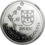 Portugal 200 Esc Discovery of Taiwan 1996 Proof KM# 692c 200 ESC 1996 REPUBLICA PORTUGUESA PT 10Z coin obverse