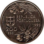 Portugal 200 Esc Discovery of the Molucca Islands 1995 KM# 682 REPUBLICA PORTUGUESA 1995 200 ESC. A.MARINHO INCM coin obverse