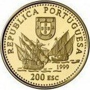 Portugal 200 Esc Duarte Pacheco Pereira 1999 Proof KM# 719b REPUBLICA PORTUGUESA 1999 200 ESC coin obverse Portugal 200 Esc Duarte Pacheco Pereira 1999 Proof KM# 719b REPUBLICA PORTUGUESA 1999 200 ESC coin obverse