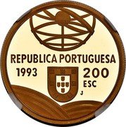 Portugal 200 Esc Espringarda 1993 Proof KM# 666b REPUBLICA PORTUGUESA 1993 200 ESC coin obverse Portugal 200 Esc Espringarda 1993 Proof KM# 666b REPUBLICA PORTUGUESA 1993 200 ESC coin obverse
