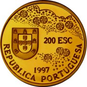 Portugal 200 Esc History of Japam 1997 Proof KM# 698b REPUBLICA PORTUGUESA 1997 J 200 ESC coin obverse Portugal 200 Esc History of Japam 1997 Proof KM# 698b REPUBLICA PORTUGUESA 1997 J 200 ESC coin obverse