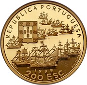 Portugal 200 Esc Military Commander Pedro Alvares Cabral 1999 Proof KM# 717b REPUBLICA PORTUGUESA 1999 200 ESC INCM S.MACHADO coin obverse Portugal 200 Esc Military Commander Pedro Alvares Cabral 1999 Proof KM# 717b REPUBLICA PORTUGUESA 1999 200 ESC INCM S.MACHADO coin obverse