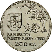 Portugal 200 Esc Namban Art 1993 KM# 668a REPUBLICA PORTUGUESA 1993 200 ESC coin obverse Portugal 200 Esc Namban Art 1993 KM# 668a REPUBLICA PORTUGUESA 1993 200 ESC coin obverse