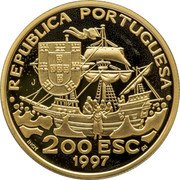Portugal 200 Esc St. Francisco Xavier 1997 Proof KM# 697b REPUBLICA PORTUGUESA 200 ESC INCM SM 1997 coin obverse Portugal 200 Esc St. Francisco Xavier 1997 Proof KM# 697b REPUBLICA PORTUGUESA 200 ESC INCM SM 1997 coin obverse