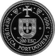 Portugal 200 Esc Terra Dos Corte-Reais 2000 Proof KM# 729c 200 ESC PD10Z REPUBLICA PORTUGUESA 2000 coin obverse