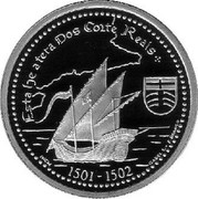 Portugal 200 Esc Terra Dos Corte-Reais 2000 Proof KM# 729c ESTA HE A TERA DOS CORTE REAIS 1501-1502 coin reverse