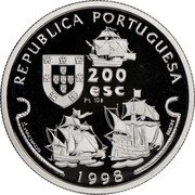Portugal 200 Escudos 1998 Proof KM# 709c Republic REPUBLICA PORTUGUESA 200 ESC 1998 INCM coin obverse