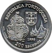 Portugal 200 Escudos Alliance between Siam and Portugal 1996 KM# 689a REPUBLICA PORTUGUESA 1996 200 ESCUDOS coin obverse