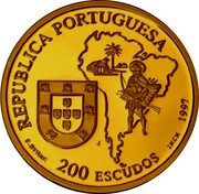 Portugal 200 Escudos Jose de Anchieta 1997 Proof KM# 699b REPUBLICA PORTUGUESA 1997 J 200 ESCUDOS E. BYRNE INCM coin obverse Portugal 200 Escudos Jose de Anchieta 1997 Proof KM# 699b REPUBLICA PORTUGUESA 1997 J 200 ESCUDOS E. BYRNE INCM coin obverse