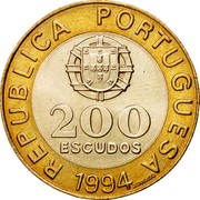 Portugal 200 Escudos Lisbon - European Cultural Capital 1994 KM# 669 REPUBLICA PORTUGUESA 200 ESCUDOS 1994 J. CANDIDO coin obverse Portugal 200 Escudos Lisbon - European Cultural Capital 1994 KM# 669 REPUBLICA PORTUGUESA 200 ESCUDOS 1994 J. CANDIDO coin obverse