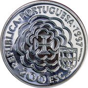 Portugal 200 Escudos 1997 Proof KM# 700c Republic REPUBLICA PORTUGUESA 1997 200 ESC INCM MARINHO coin obverse